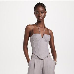 Lioness Grey Strappy Corset Bustier Top Size Small Y2K Party Clubwear Linen